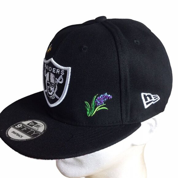 NFL Las Vegas Raiders New Era Fifty Black Floral Bee Embroidered NEW